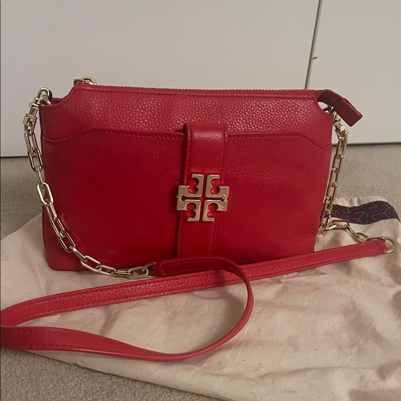 Tory Burch Handbags - Tory Burch Bold Red Crossbody Bag with Gold Accents
